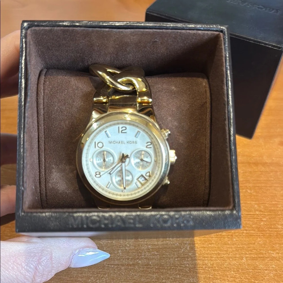 Michael Kors Gold and White Chronograph Watch - Picture 3 of 3